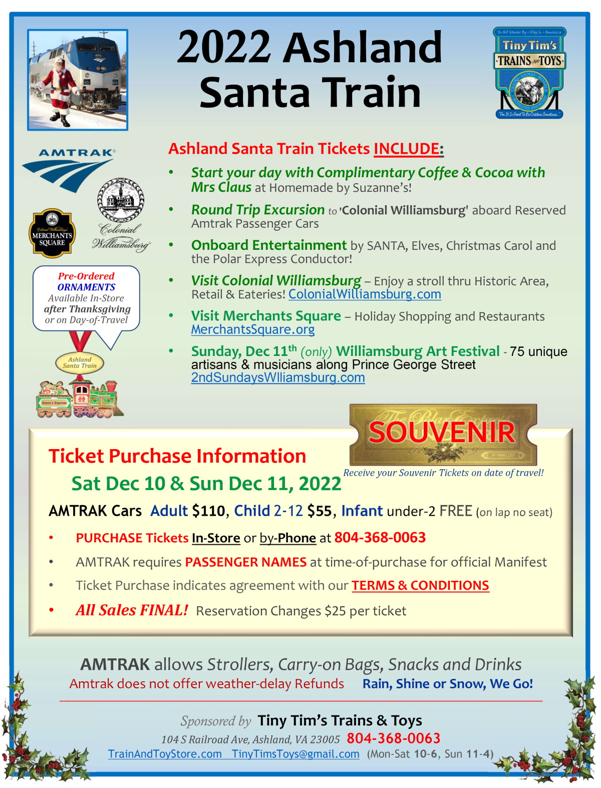 Tiny Tim 2022 Santa Train Tickets