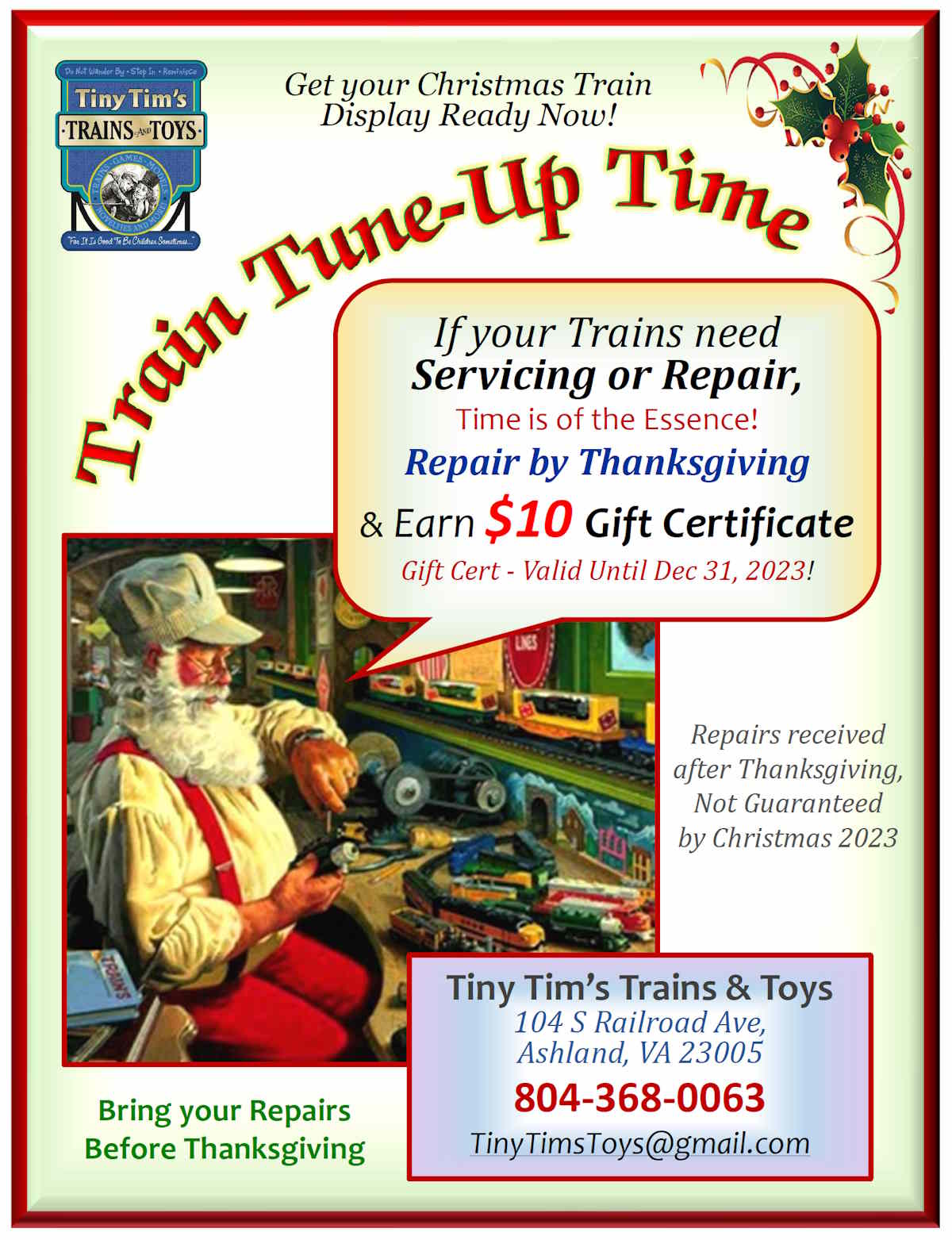 Christmas Train Tune-up Ashland, VA